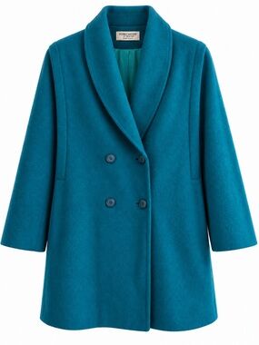 Vintage Forecaster of Boston Teal Wool Blend Double Breasted Coat 5/6 USA